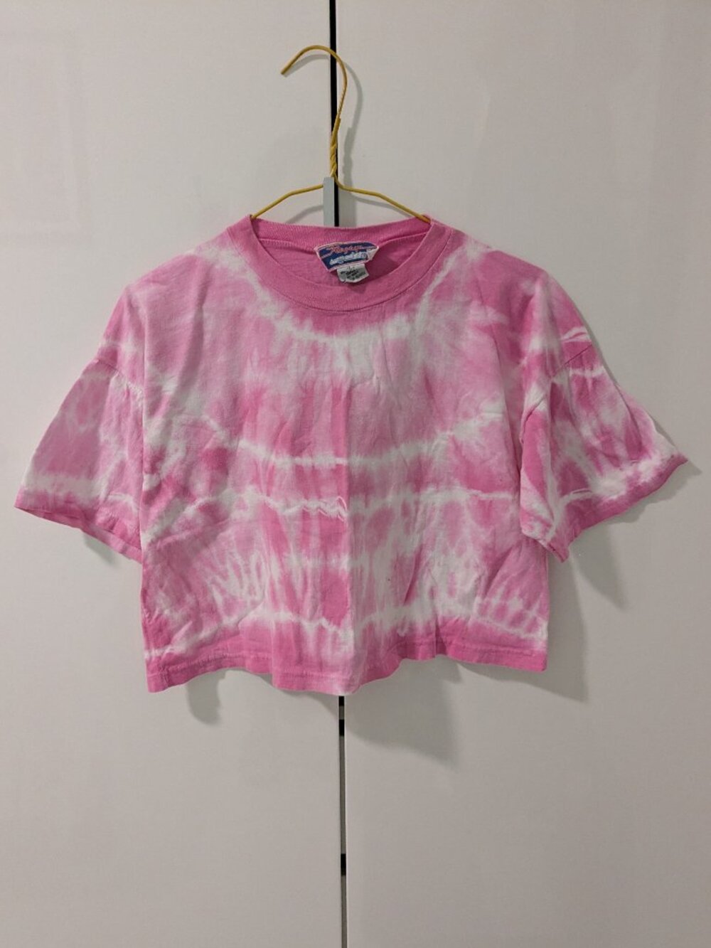 Y2K Ragtop Pink Tie-Dyed Cropped Boxy T Shirt